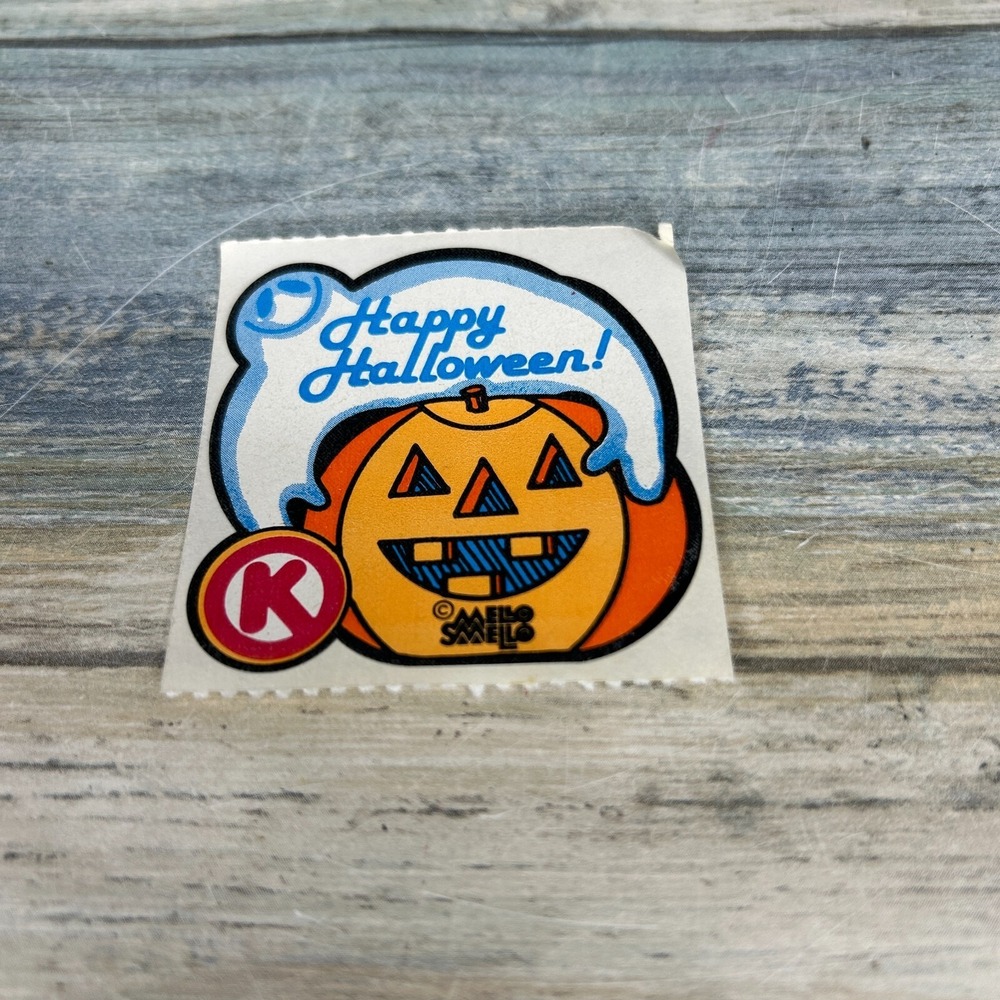Mello Smello Halloween Circle K Scratch 'n Sniff Sticker Vintage Pumpkin